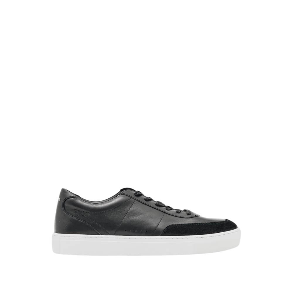 REISS Finton Bonded-Leather Low-Tip Trainers